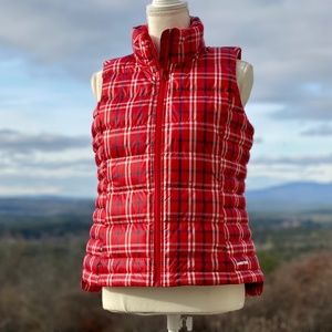 Lands' End Red Plaid Vest, New, Size S